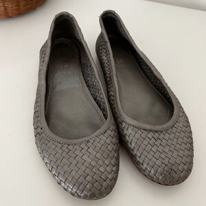 Dragon Diffusion | Woven Leather Ballet Flats Metallic Pewter